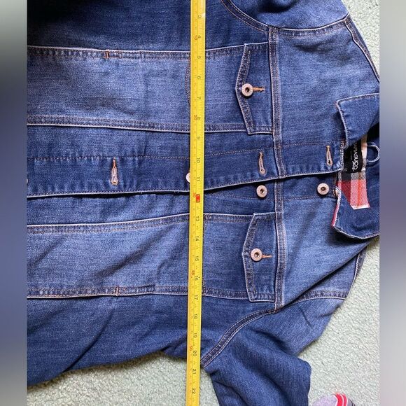 Parasuco Classic Blue Denim Jacket with Red Plaid Interior - Picture 7 of 9
